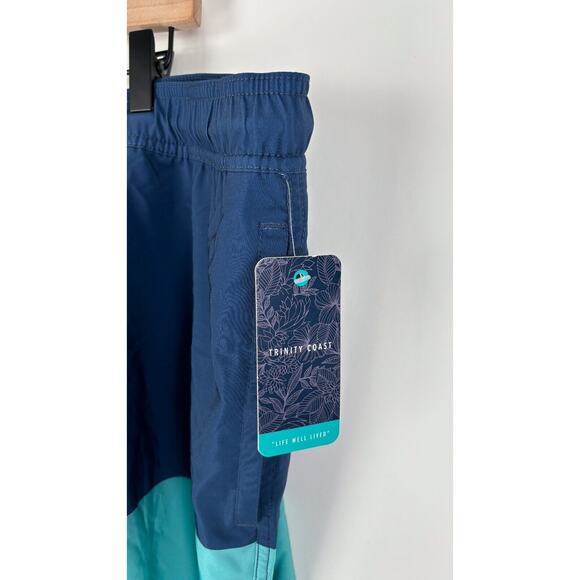 Trinity Coast Mens Blue Colorblock Swim Trunks 9" Drawstring Waist Size 2XL NWT - Picture 6 of 10